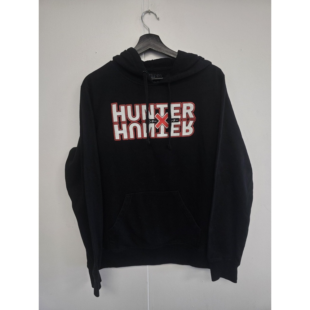 Hunter X Hunter Hoodie Mens Medium Black Anime Logo Graphic Pullover Fleece‎